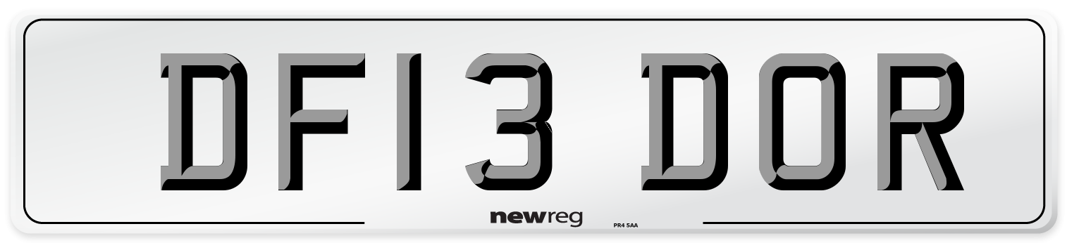 DF13 DOR Number Plate from New Reg